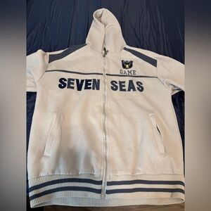 Seven Seas Beige Full-Zip Hoodie – Vintage Sport Style